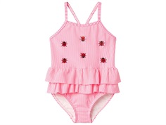 Name It swimsuit knockout pink striped with ladybugs  